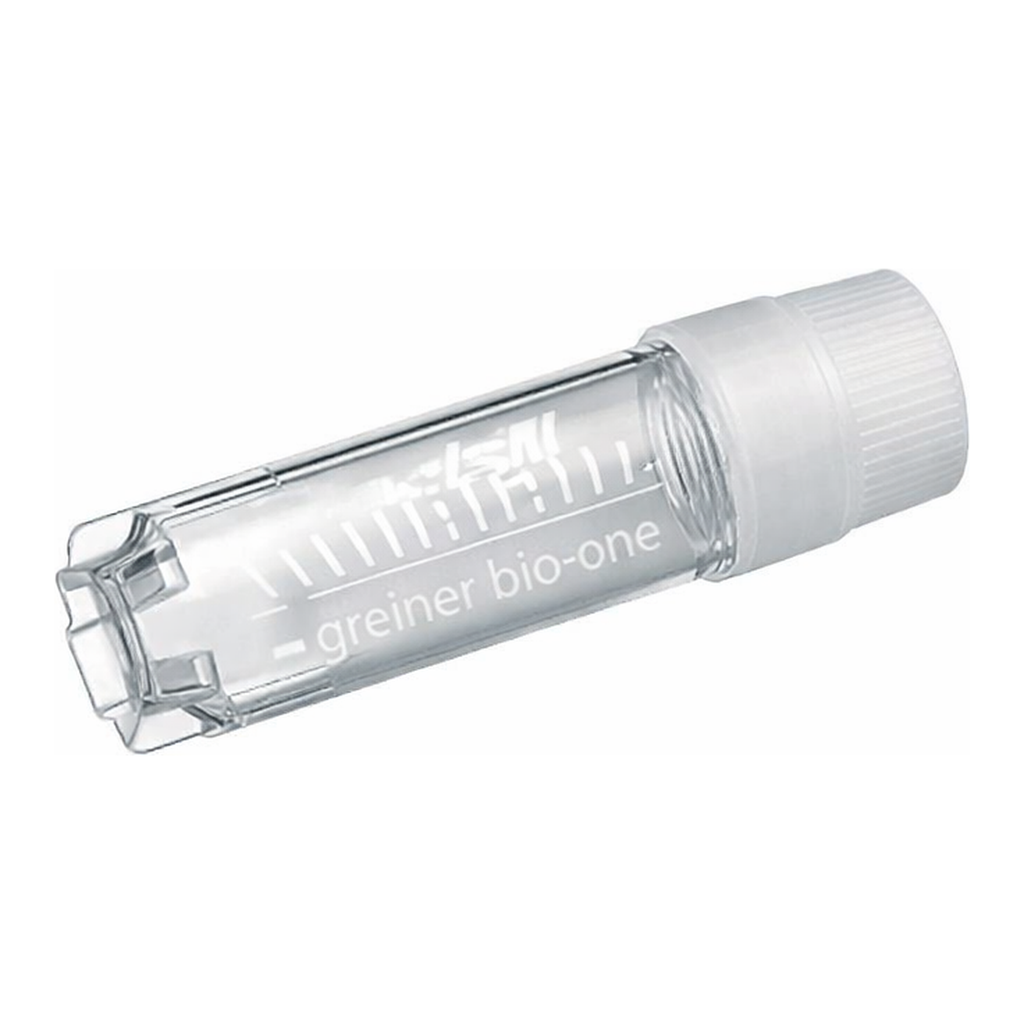 Greiner Bio One CRYO.S, 2 ML, PP, ROUND BOTTOM,EXTERNAL THREAD, NATURAL SCREW CAP, WRITING AREA, STARFOOT, NATURAL, STERILE, 100 PCS./BAG