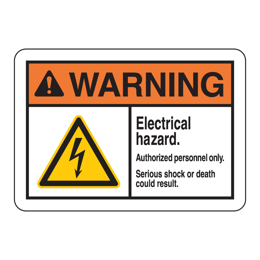 Brady WARNING Electrical Hazard. Authorized Personnel Only. Serious Shock Or Death Could Result. Sign