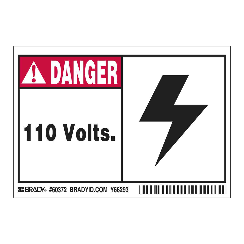 Brady DANGER 110 Volt Labels