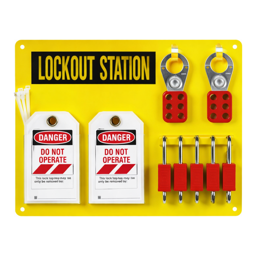 Brady 6-Lock Lockout Board with Nylon Safety Lockout Padlocks