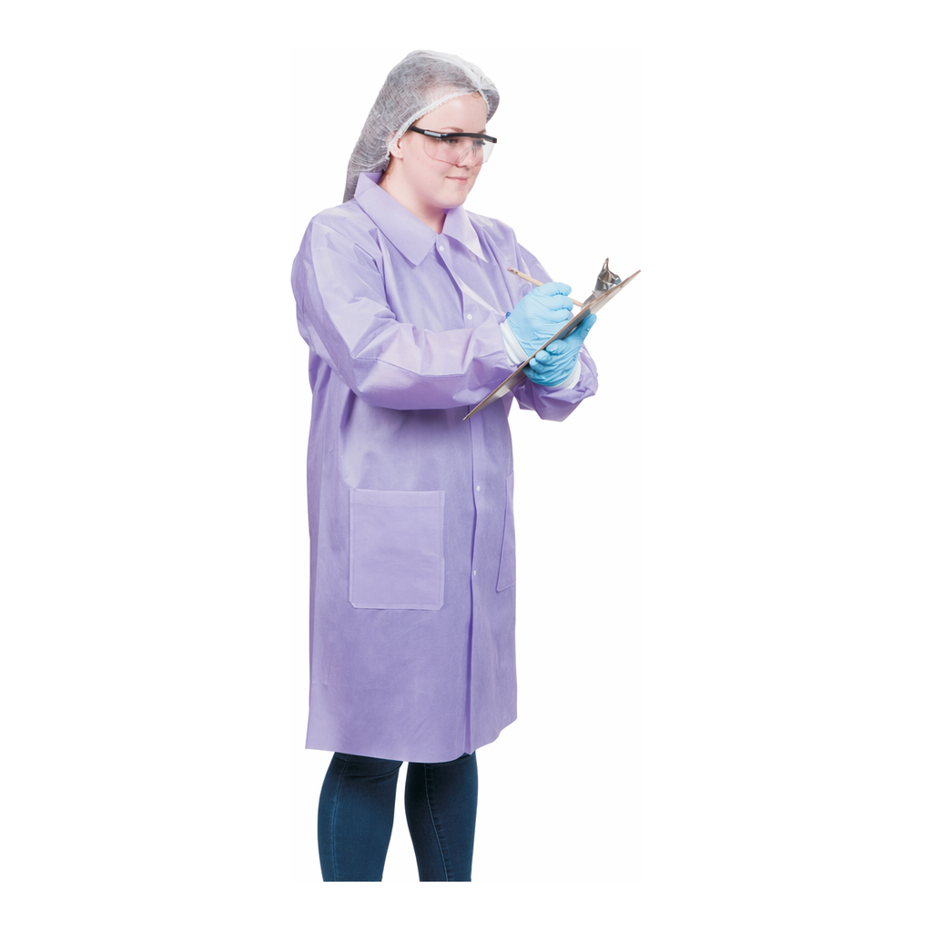 Thermo Fisher Scientific General Protection Disposable SMS Purple  Lab Coats