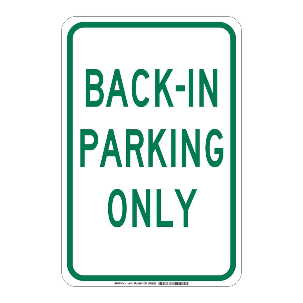 Brady Back-In Parking Only Sign