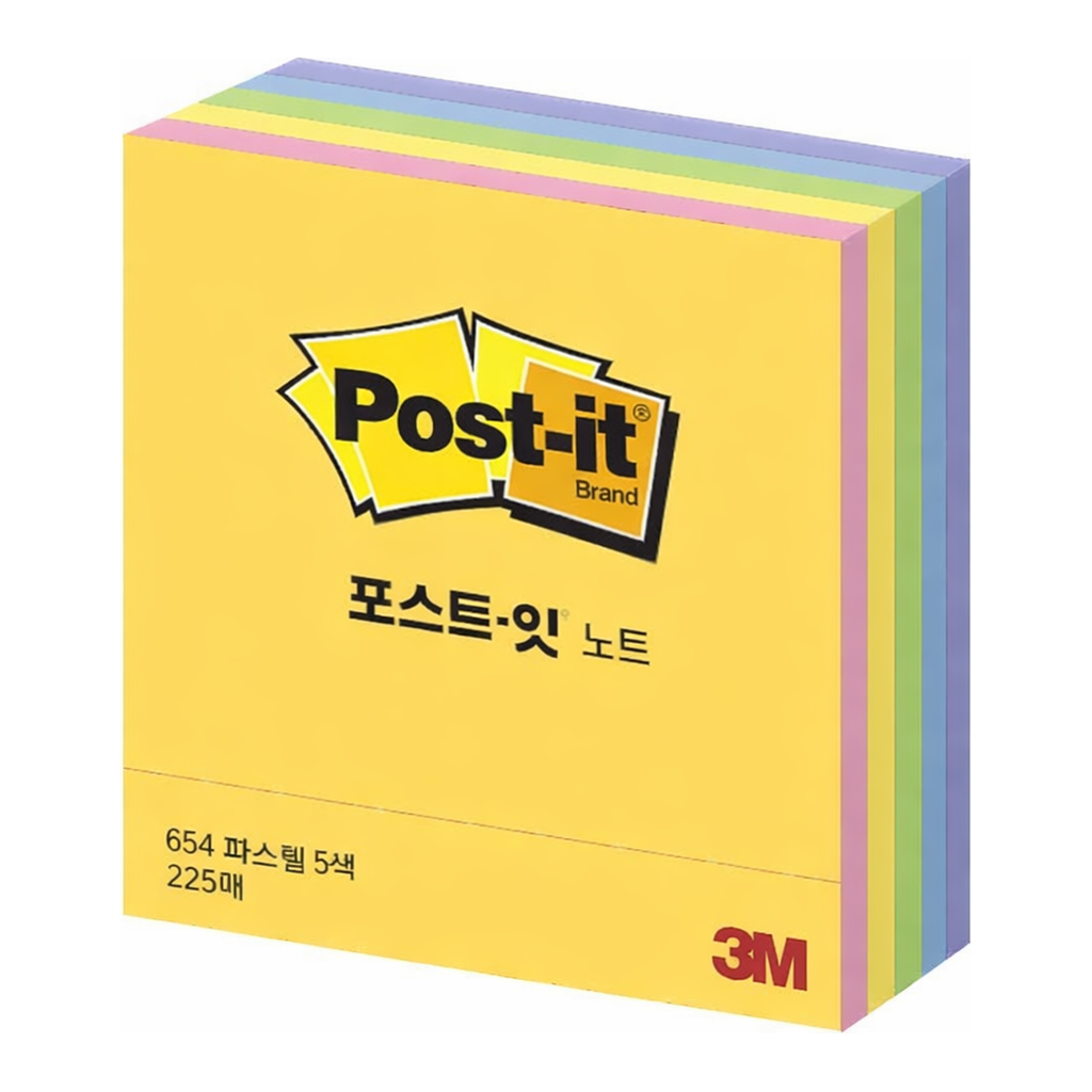 OFFICENEX 3M 포스트잇 CT-33 파스텔(45장/5색상,76x76mm)
