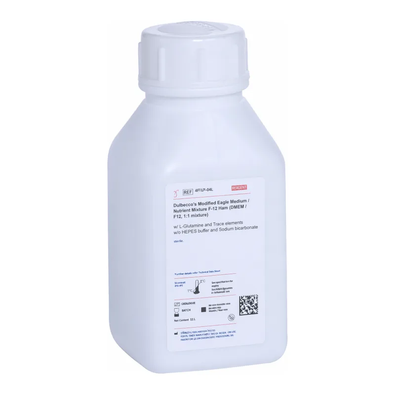Himedia Dulbecco`s Modified Eagle Medium/ Nutrient Mixture F-12 Ham (DMEM/ F12, 1:1 Mixture) w/ L-Glutamine, 2mg/L Riboflavin and 55mg/L Sodium pyruvate w/o HEPES buffer, Trace elements, Pyridoxal hydrochloride and Sodium bicarbonate
