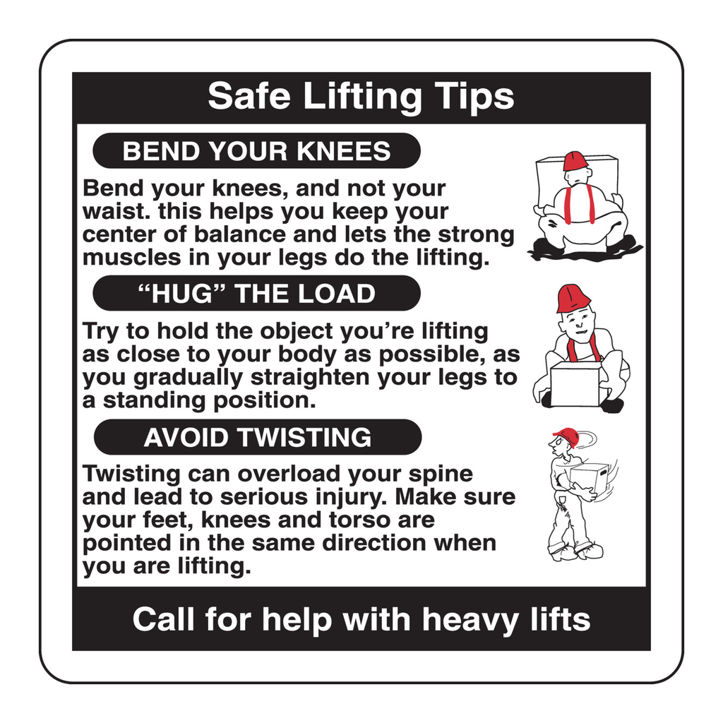 Brady Safe Lifting Tips Label