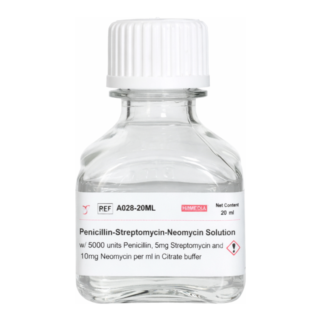 Himedia Penicillin-Streptomycin-Neomycin Solution w/ 5000 units Penicillin, 5mg Streptomycin and 10mg Neomycin per ml in Citrate buffer