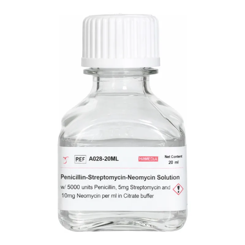 Himedia Penicillin-Streptomycin-Neomycin Solution w/ 5000 units Penicillin, 5mg Streptomycin and 10mg Neomycin per ml in Citrate buffer