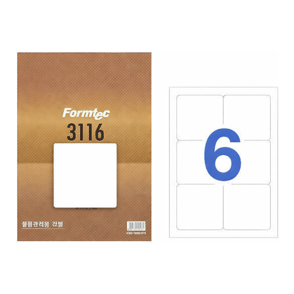OFFICENEX 물류관리용 라벨(6칸/20매/LQ-3116/폼텍)친환경 인증 상품