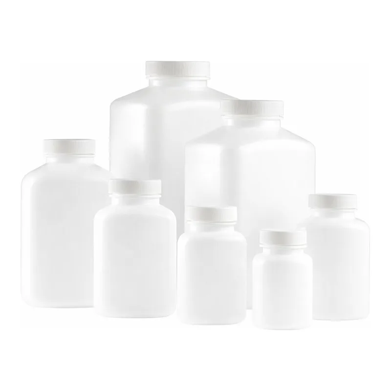 Thermo Fisher Scientific Natural HDPE Wide Mouth Oblong Bottles with White Polypropylene PE Foam Cap