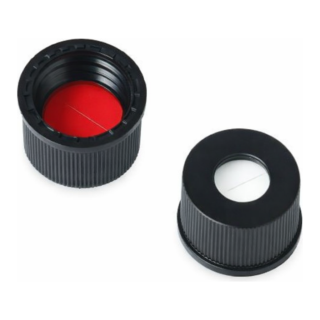 Restek Vial Cap & Septa, 8-425 Black Cap, Red PTFE/Silicone Septa, 0.060 w/Slit 100-pk