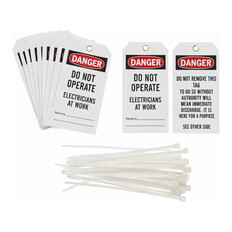 Brady Tags: DANGER: DO NOT OPERATE ELECTRICIANS AT WORK SIGNED BY: DATE: