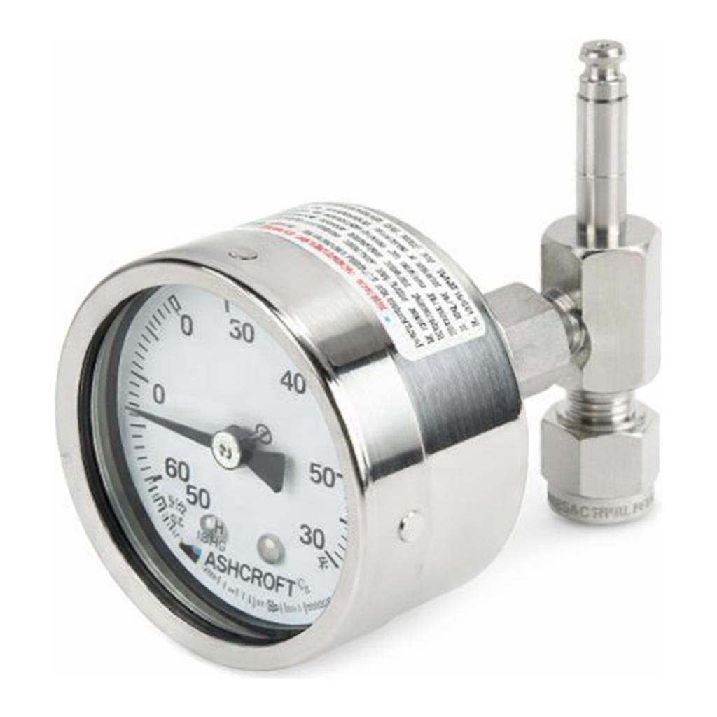 Restek Male RAVEqc 3 Port Valve to 1/4" Male Compression fitting with Gauge