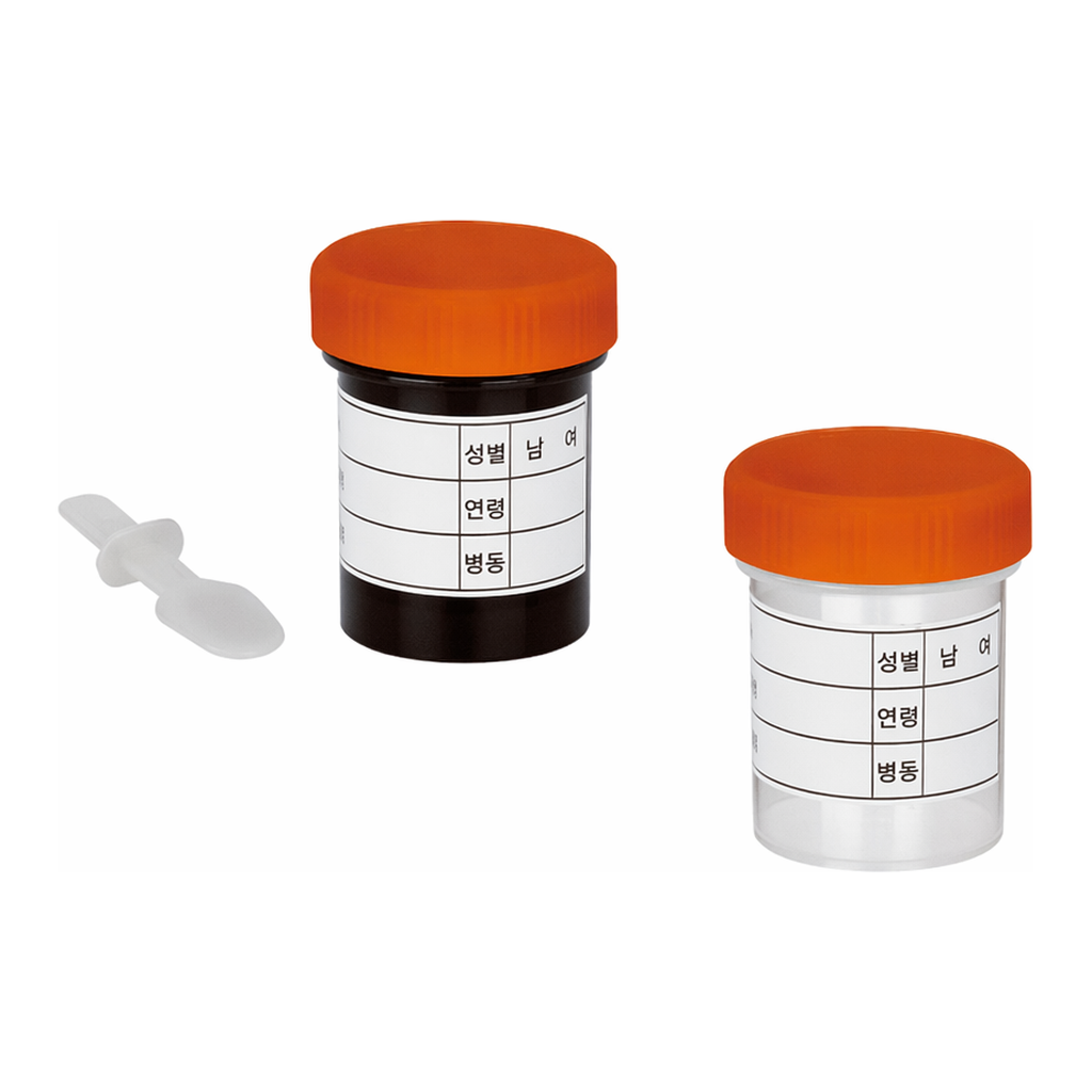 Daihan Science mediclin All-PP Stool/Sputum Specimen Container, Black & Transparent, with Scre