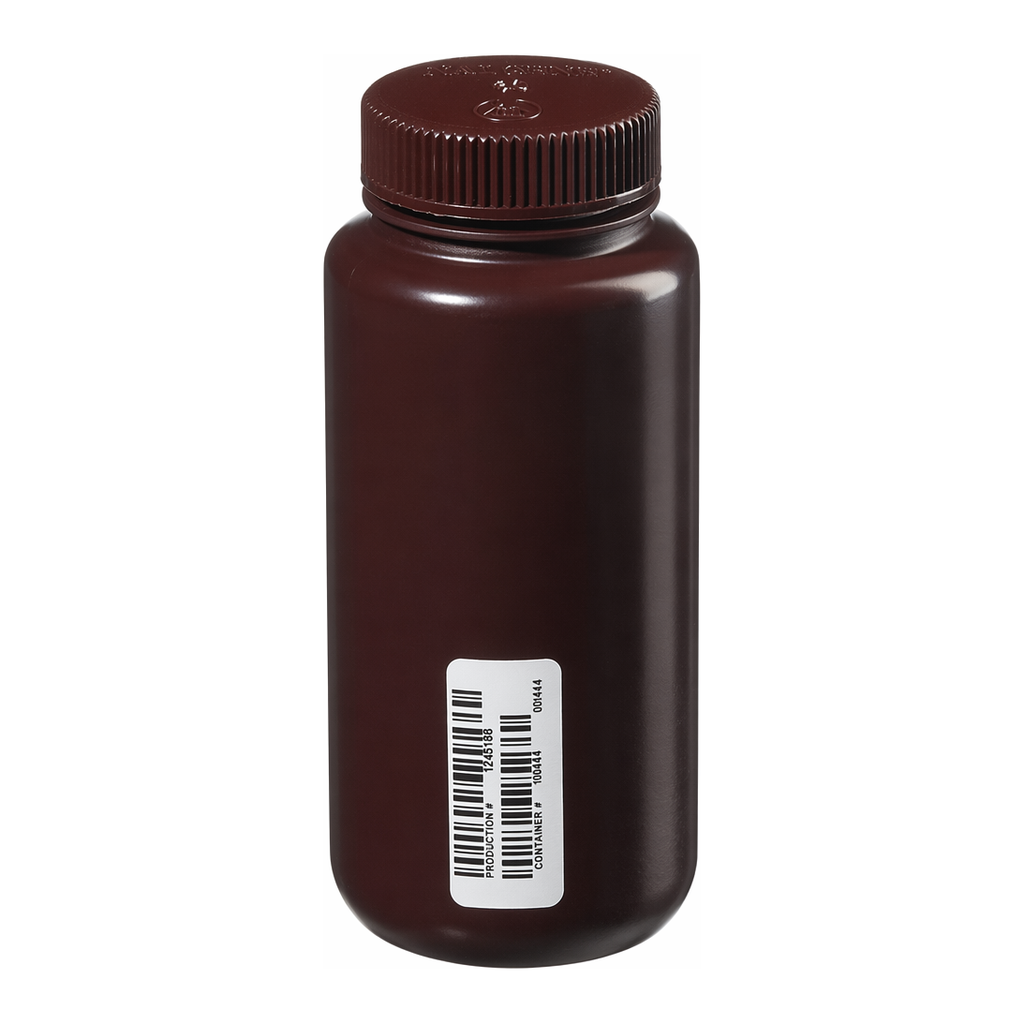 Thermo Fisher Scientific Nalgene Certified Wide-Mouth Amber HDPE Bottle with Closure, 500mL