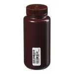 Thermo Fisher Scientific Nalgene Certified Wide-Mouth Amber HDPE Bottle with Closure, 500mL