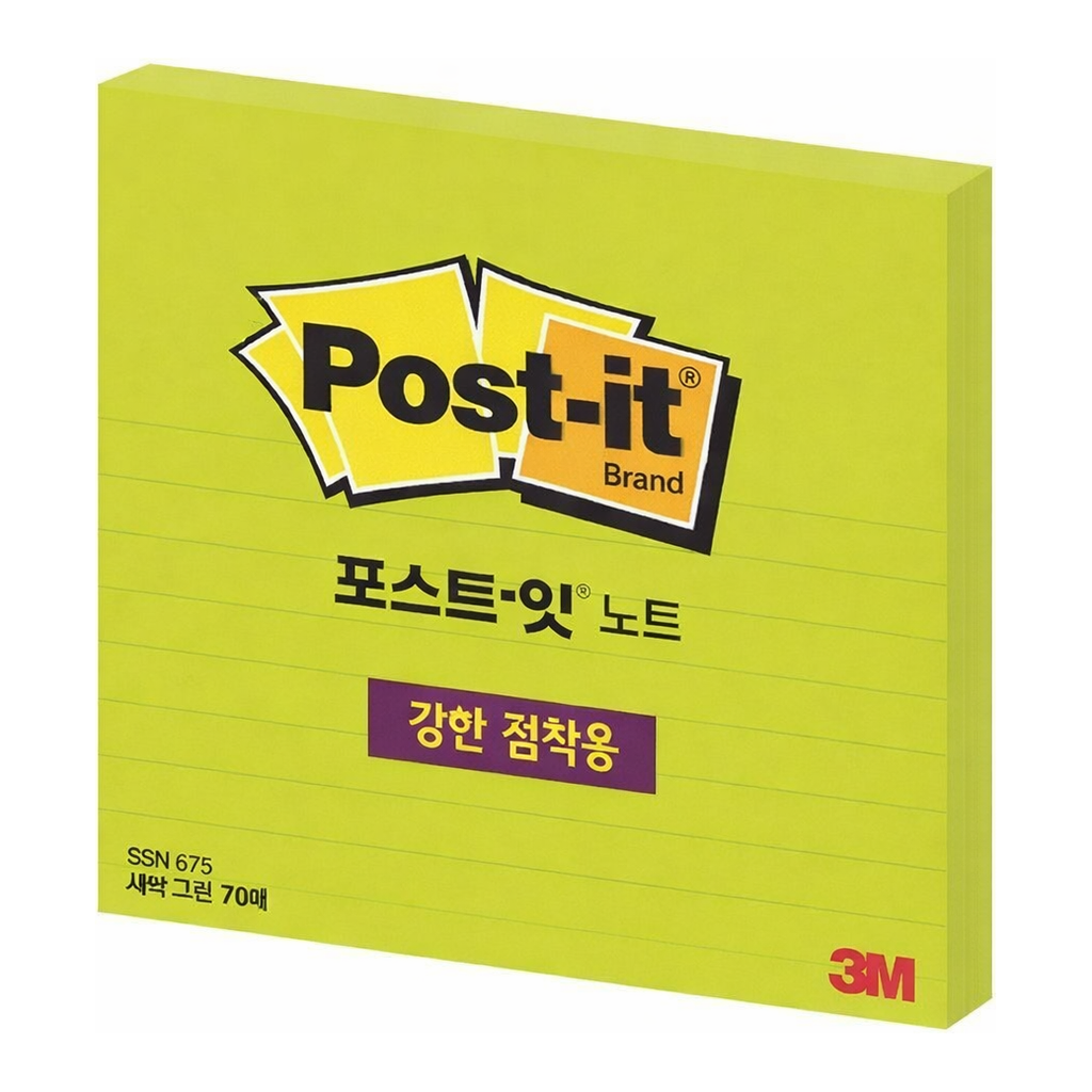 OFFICENEX 3M 포스트잇 강한점착용 675-L 새싹그린(102x102mm)