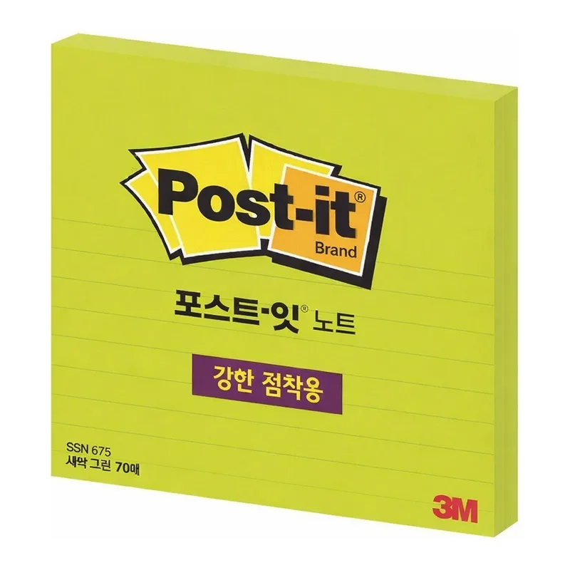 OFFICENEX 3M 포스트잇 강한점착용 675-L 새싹그린(102x102mm)