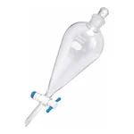 Merck Pyrex(R) Squibb separatory funnel, Pyrex jointed stopper, PTFE stopcock