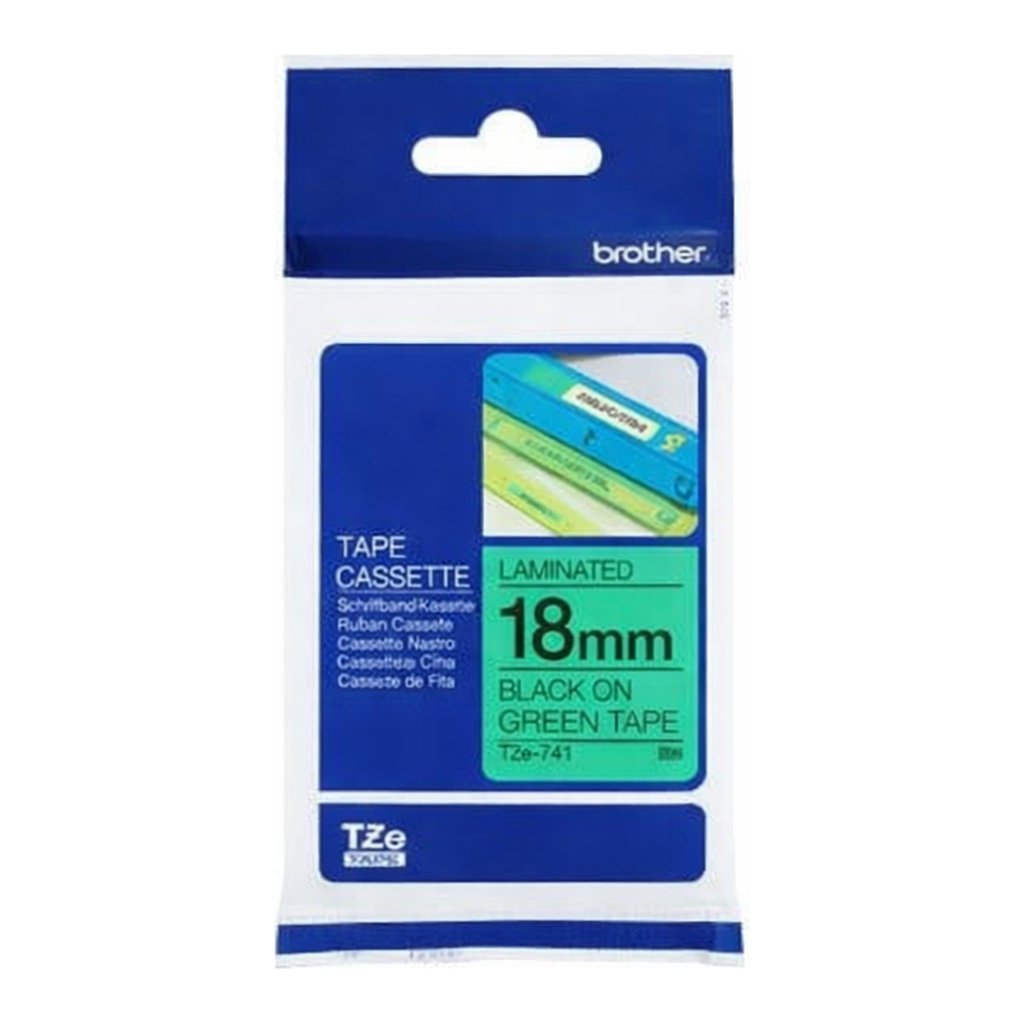 OFFICENEX 브라더 테이프카트리지(TZe-741/18mm/녹색/흑색문자)