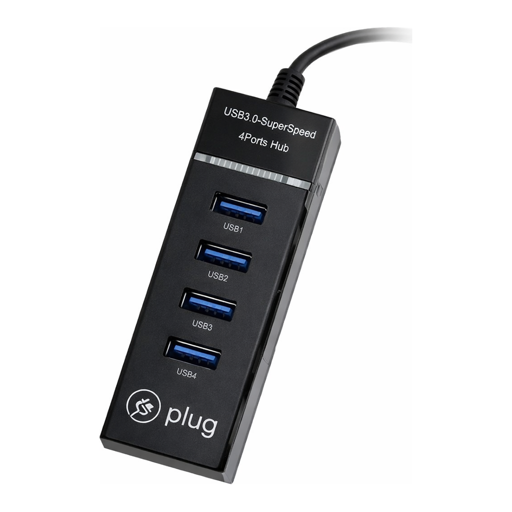 OFFICENEX 플러그 USB3.0 4포트 허브 PLC-011C(블랙)