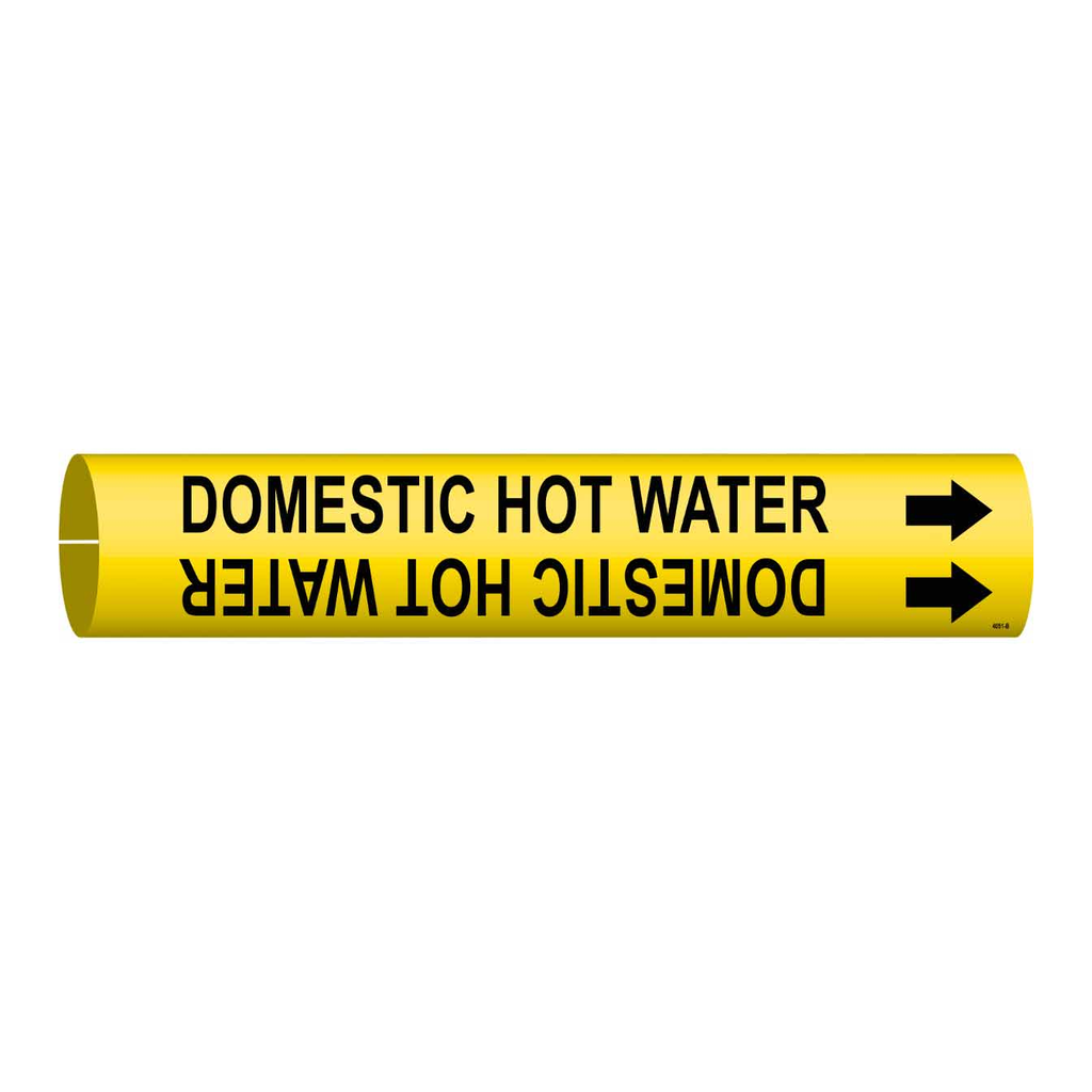 Brady DOMESTIC HOT WATER Snap-On/Strap-On Pipe Marker