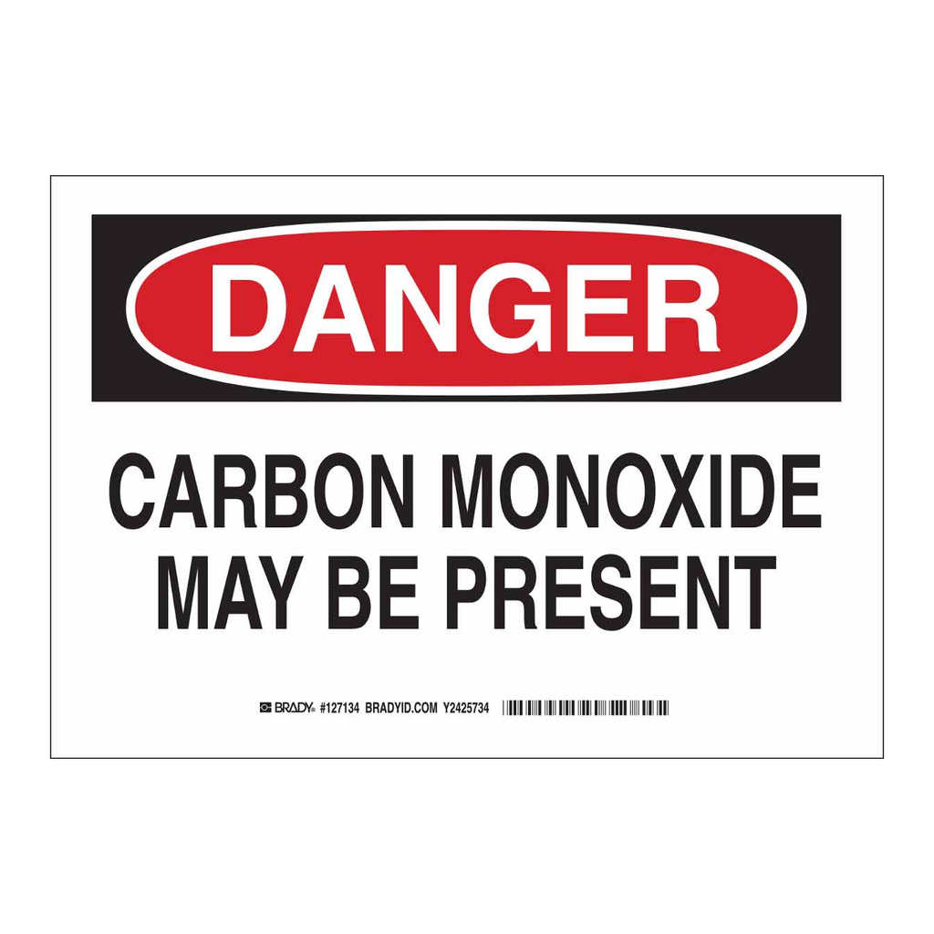 Brady DANGER Carbon Monoxide May Be Present Sign