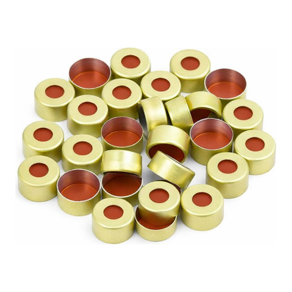 Restek Caps, Crimp Seal, 11mm Yellow PTFE/RR Pack of 100