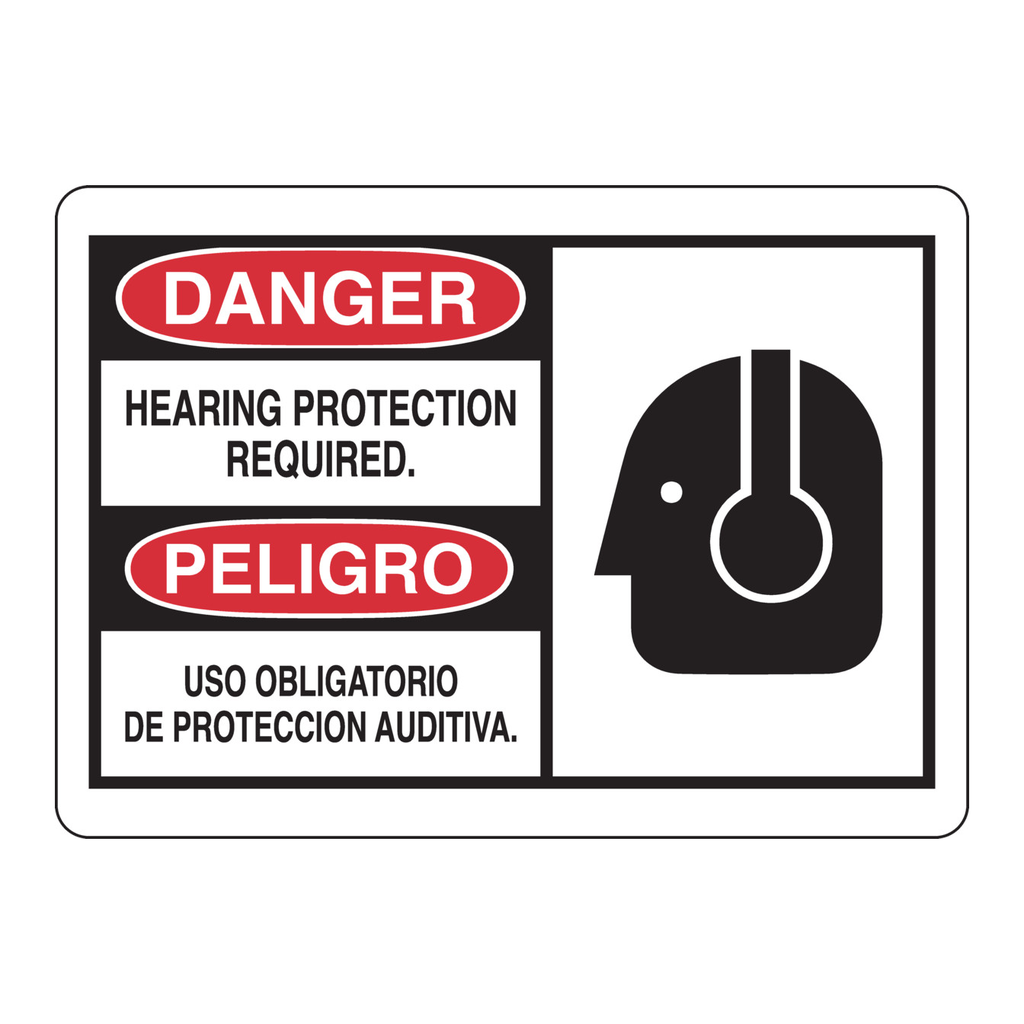 Brady Bilingual DANGER Hearing Protection Required Sign