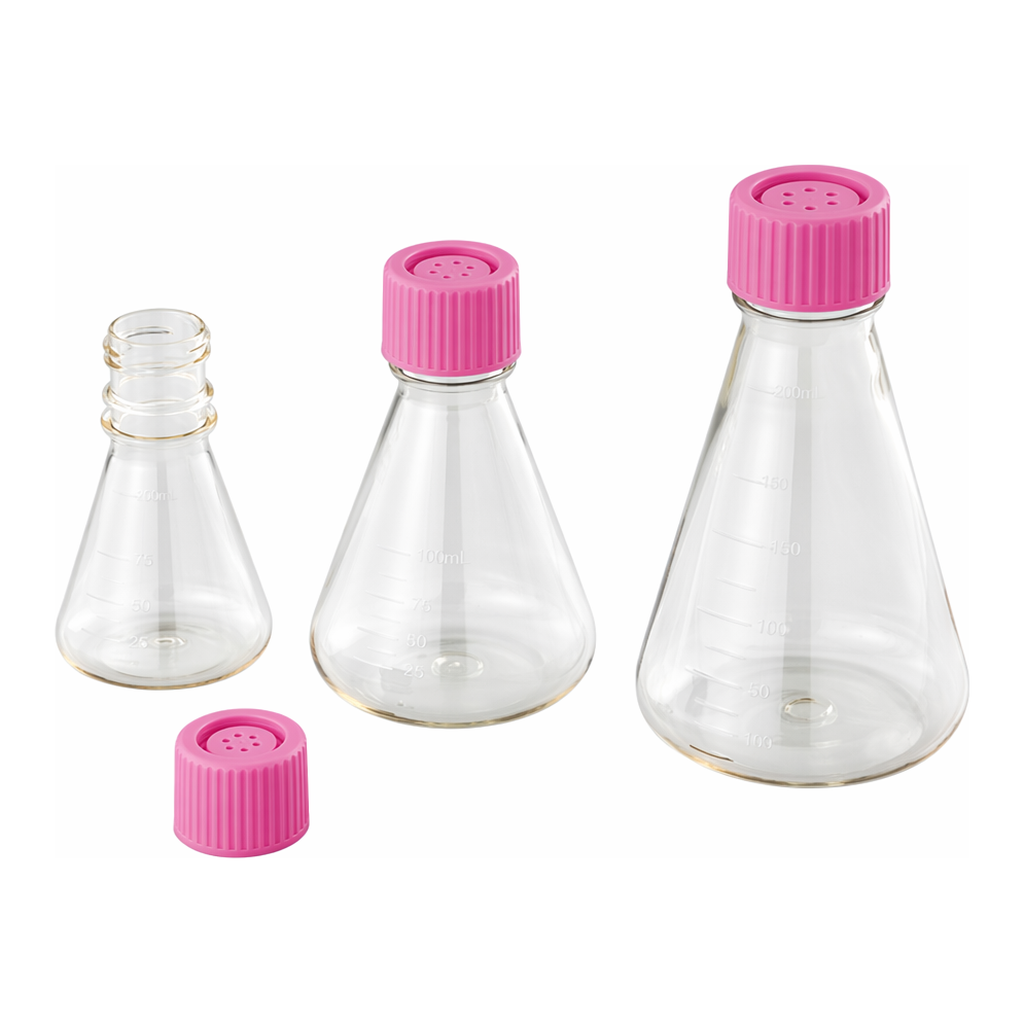 AS ONE Violamo Disposable Sterilized Erlenmeyer Flask 125 mL Bent Filter Cap, 24 Piecesand others