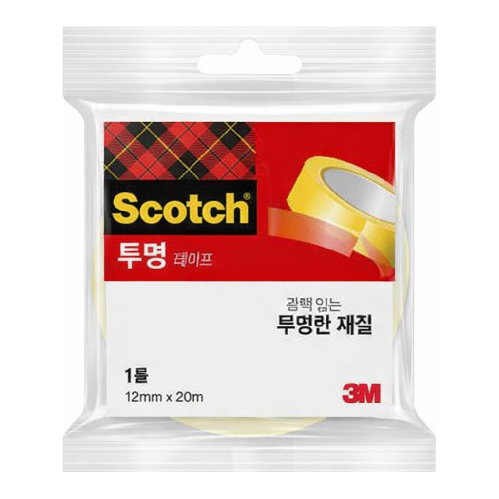 OFFICENEX 3M 스카치 투명 테이프 리필 3인치 550R(12mmx20M)