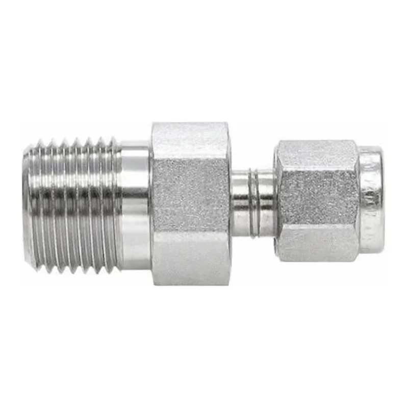 Restek Swagelok Fitting, Stainless Steel, 1/16in to 1/8in NPT Male Connector, 2-pk