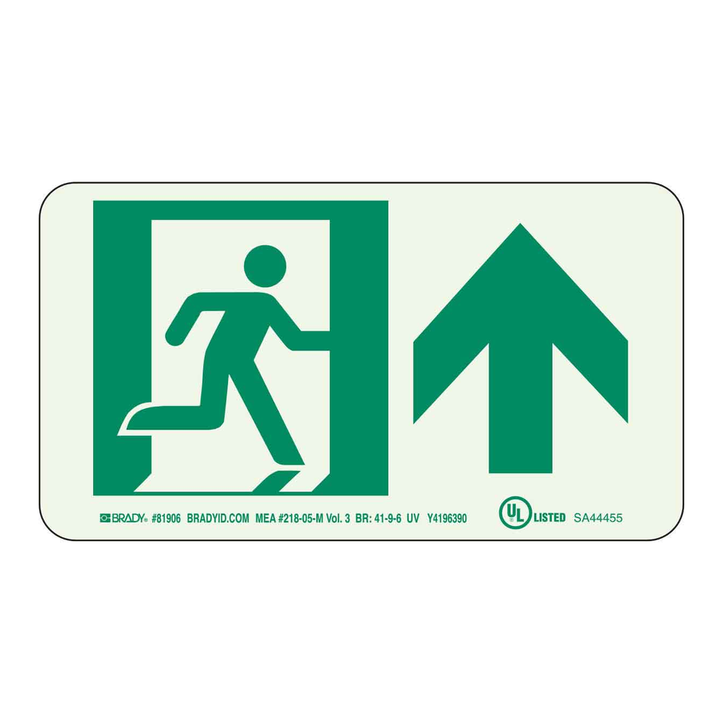 Brady BradyGlo Nyc Approved Exit With Running Man And Up Arrow Sign