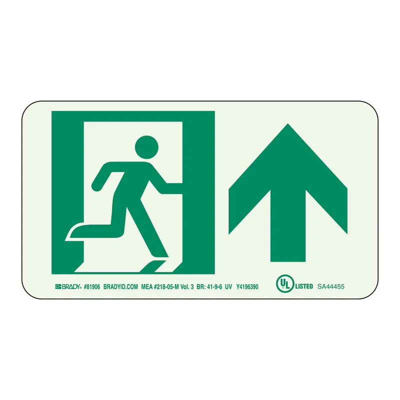 Brady BradyGlo Nyc Approved Exit With Running Man And Up Arrow Sign