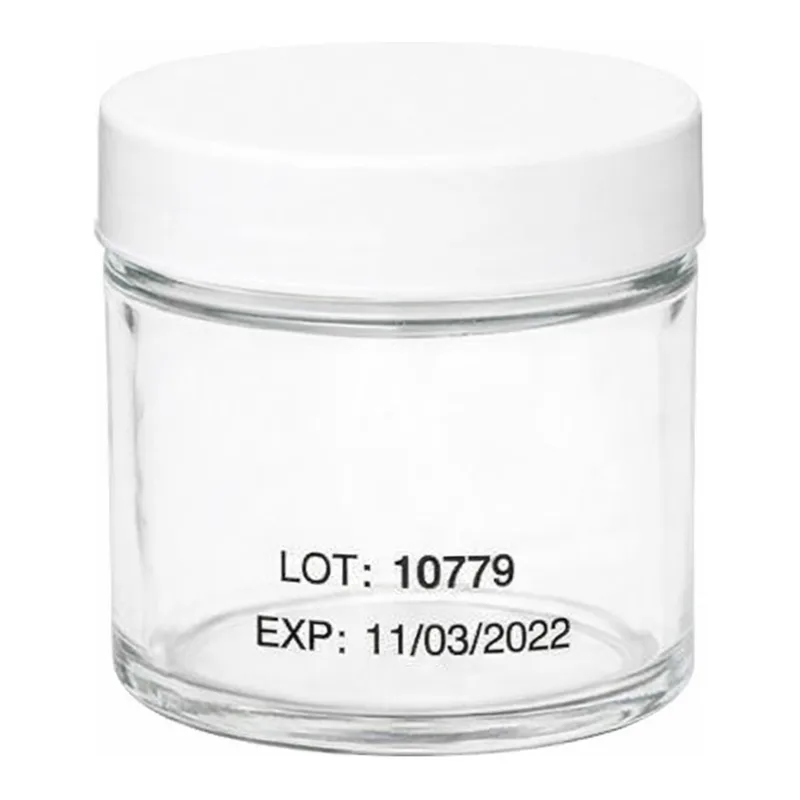 Thermo Fisher Scientific Clear Straight Sided Round Bottles with White Polypropylene PE Foam/PTFE Cap