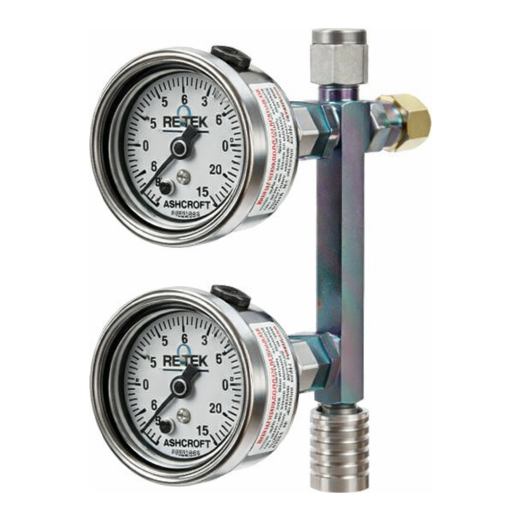 Restek Soil Vapor Sampler dual gauge female QC 100 ml/min Siltek-treated