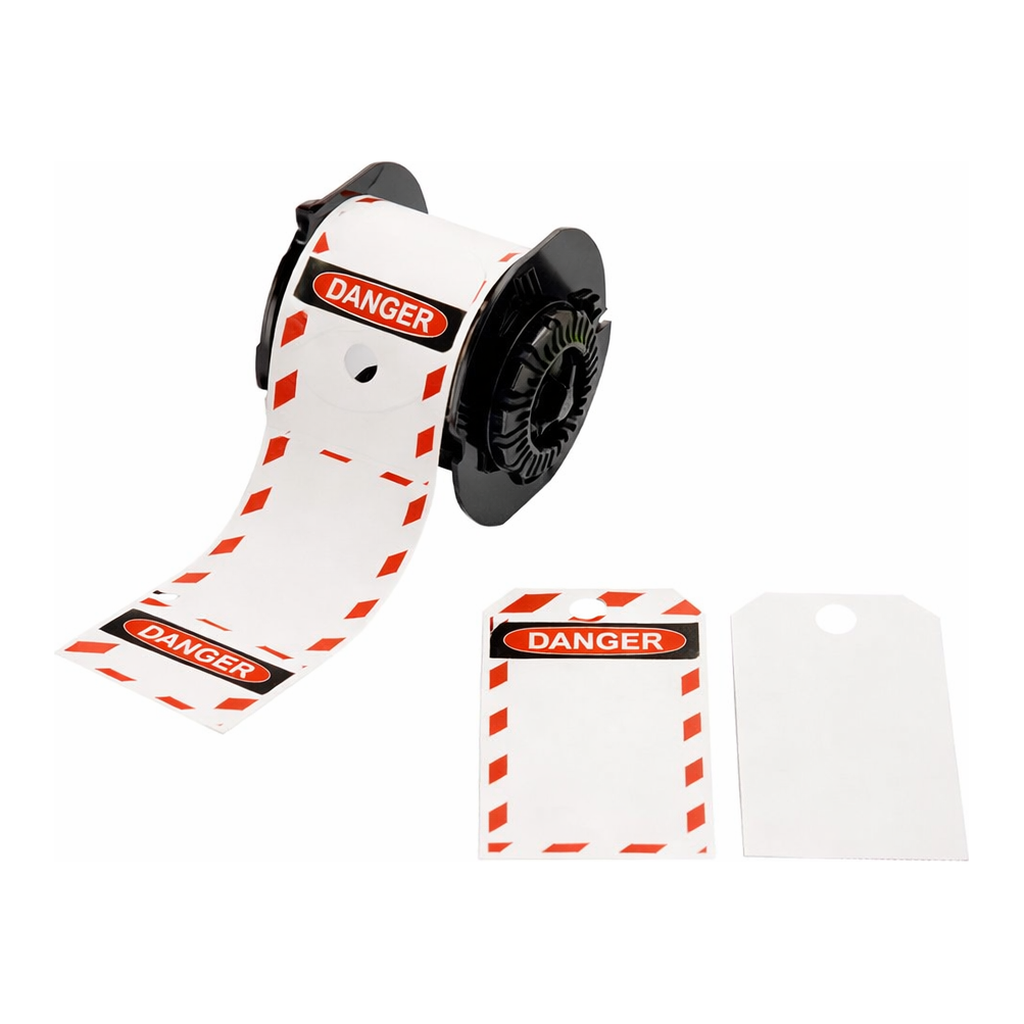 Brady LOTO Tags - OSHA DANGER, Printable Front with Striped Border, Blank Back, for B30 Printers