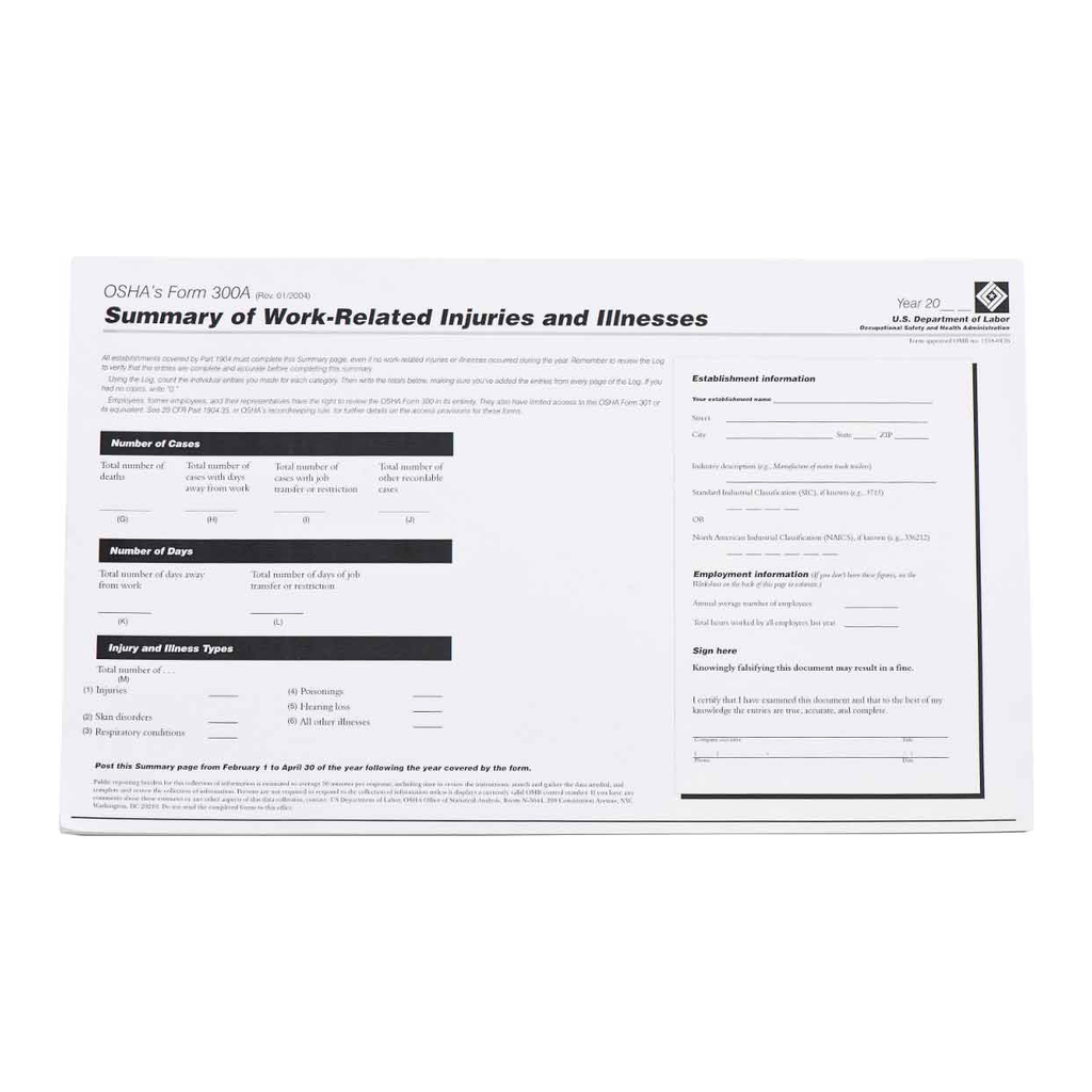 Brady OSHA 300A Forms