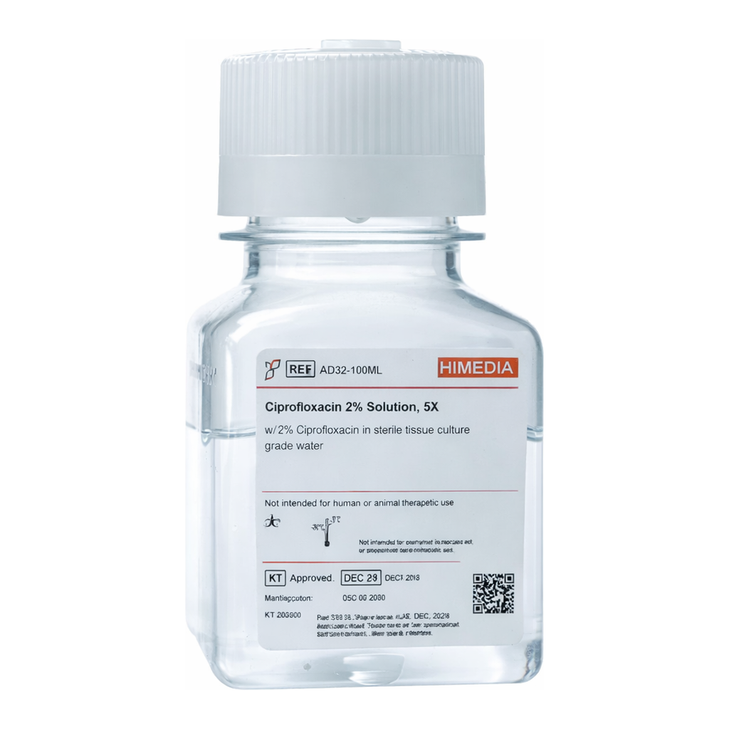 Himedia Ciprofloxacin 2% Solution, 5X w/ 2% Ciprofloxacin in sterile tissue culture grade water