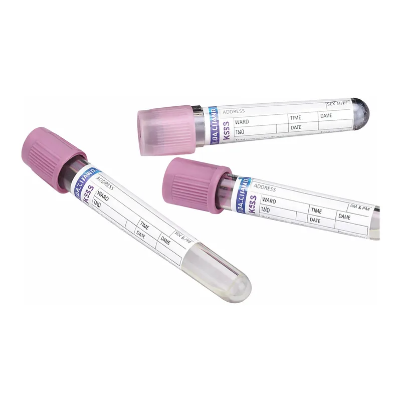 Glass Aprotinine K3EDTA tube 5ml with Pink Hemogard Closure