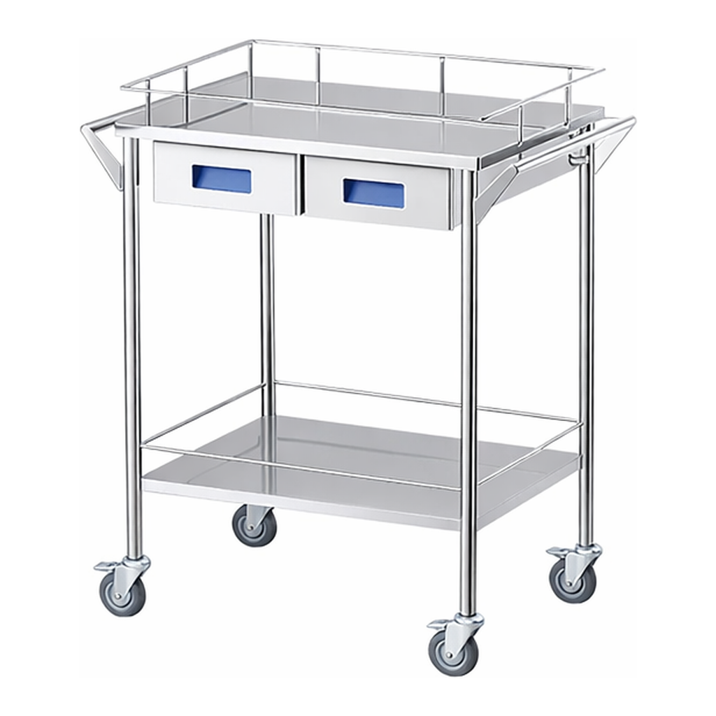 AS ONE Storage Stainless Steel Cart 2 Stages Knob Blue 600 x 450 x 835mm