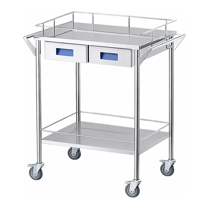 AS ONE Storage Stainless Steel Cart 2 Stages Knob Blue 600 x 450 x 835mm
