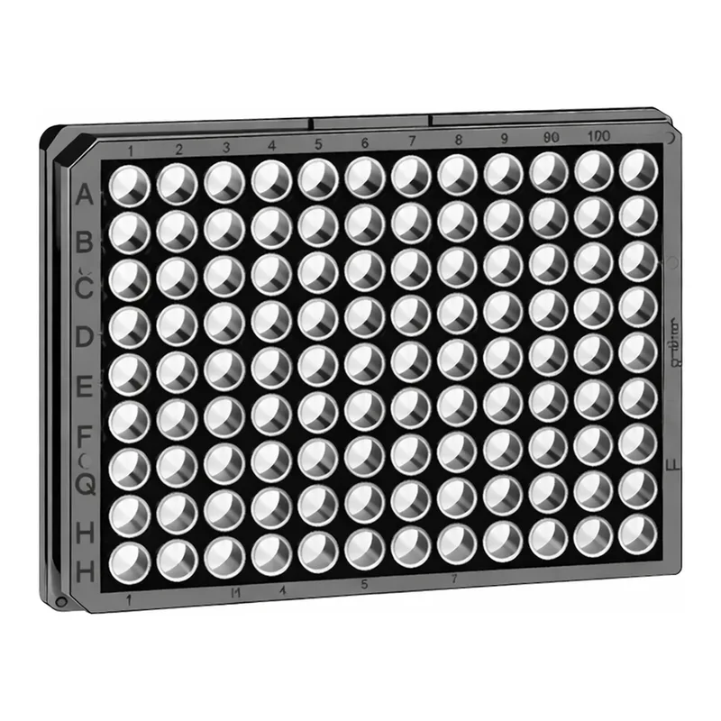 Greiner Bio One MICROPLATE, 96 WELL, PS, F-BOTTOM (CHIMNEY WELL)µCLEAR®, BLACK, MED. BINDING, 10 PCS./BAG
