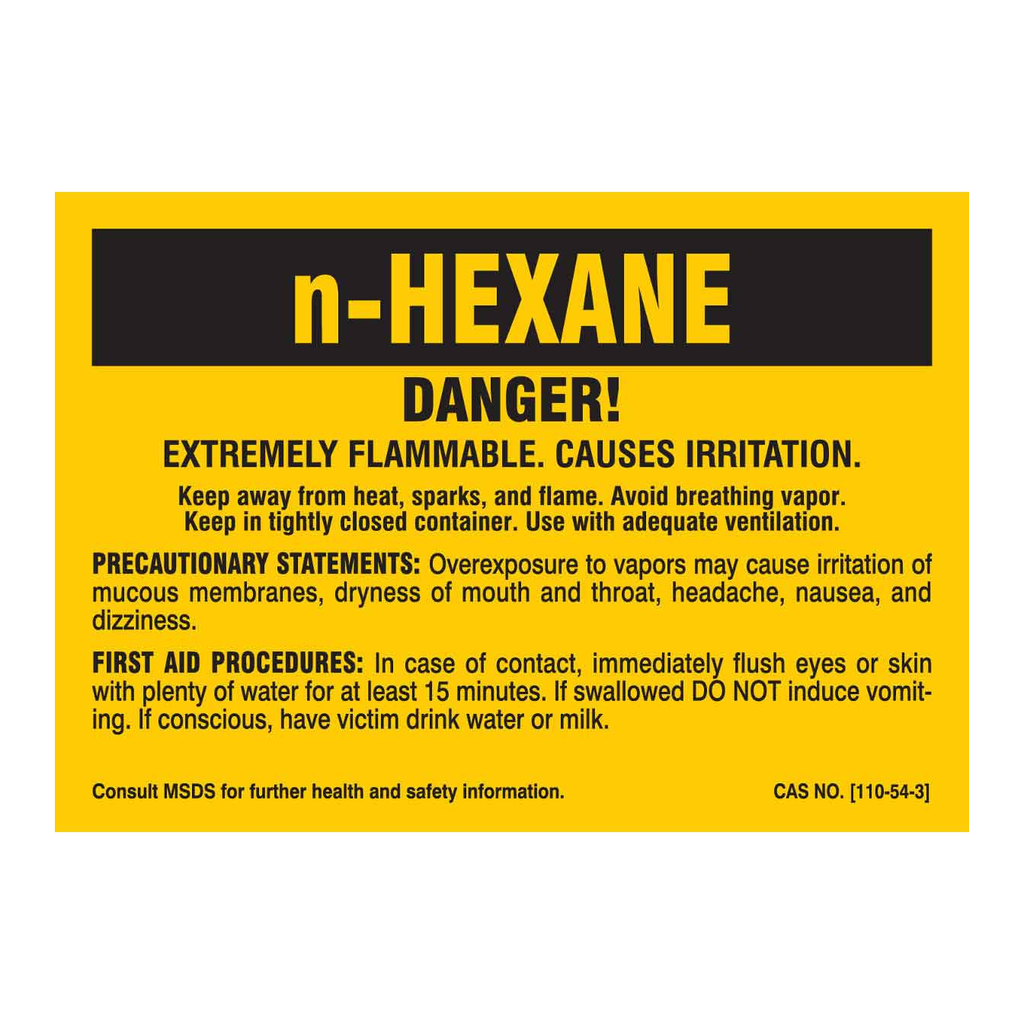 Brady n-Hexane Danger Labels
