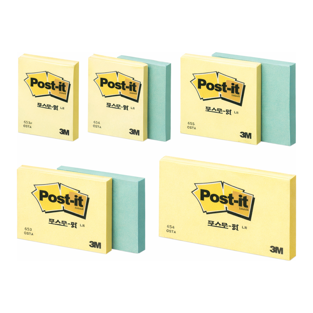 Daihan Science 3M Post-it Note, Yellow & Sky Blue, Various Size<br>Ideal for Temporary Memo,