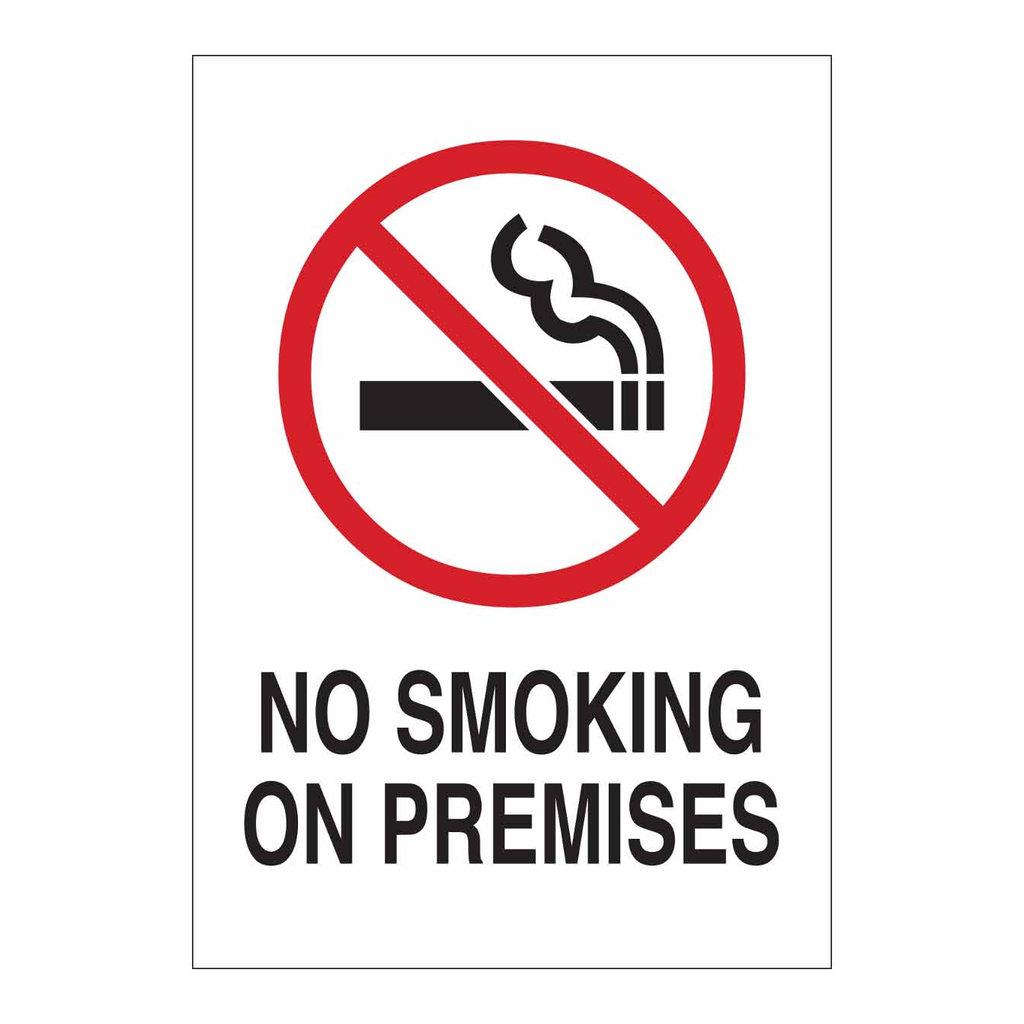 Brady No Smoking On Premises Sign