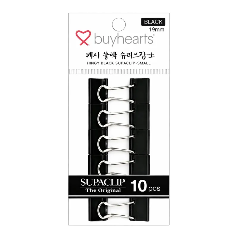 OFFICENEX 팬시 슈파크립 블랙(소, 19mm, 10개입)