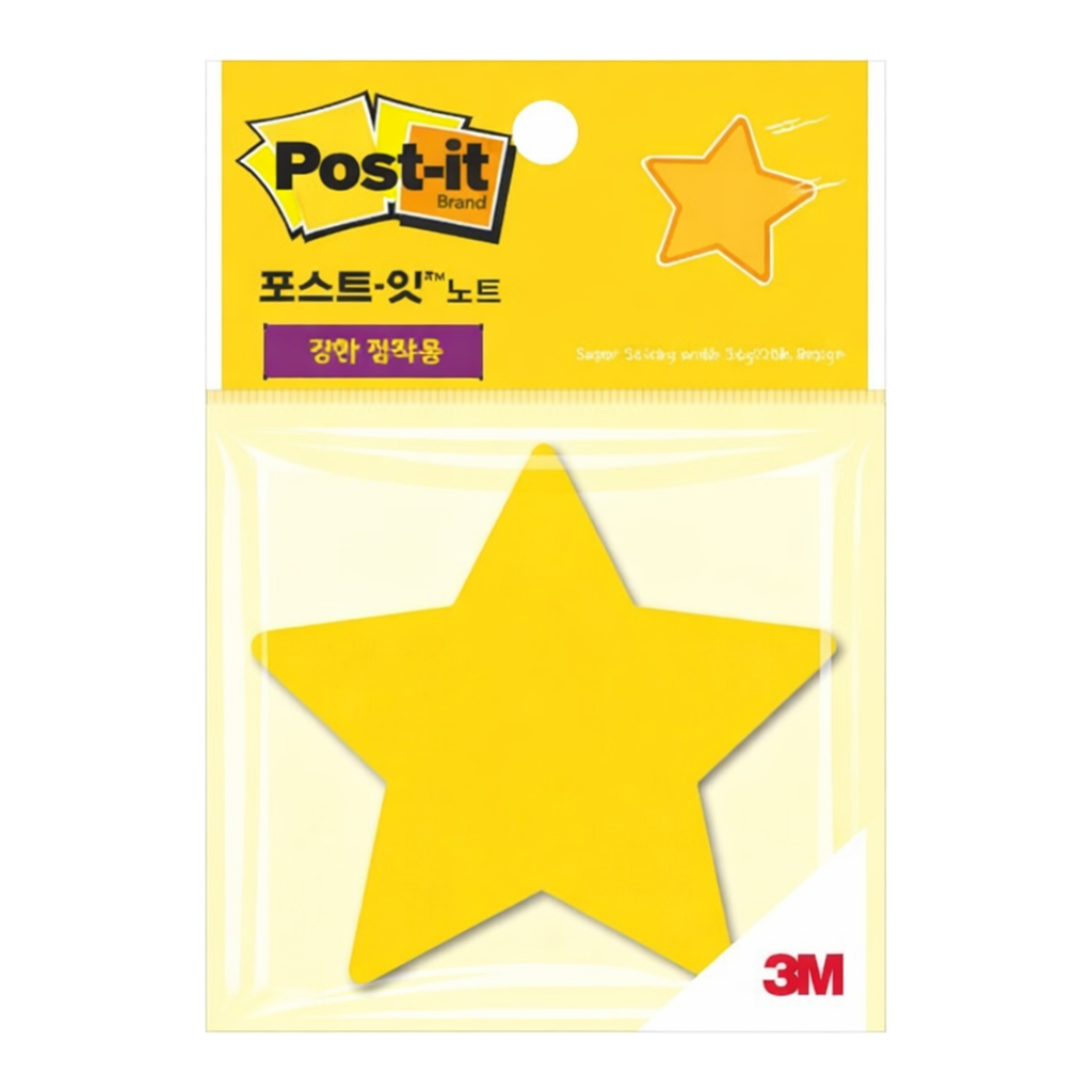 OFFICENEX 3M 포스트잇 강한점착용 별 모양 노랑(45매/1패드)