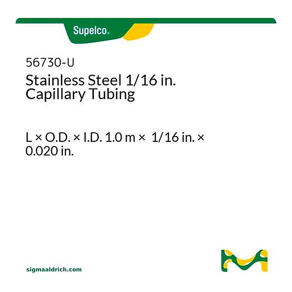 Merck 0.020IN ID SS TUBING, 1/16IN OD, 100CM