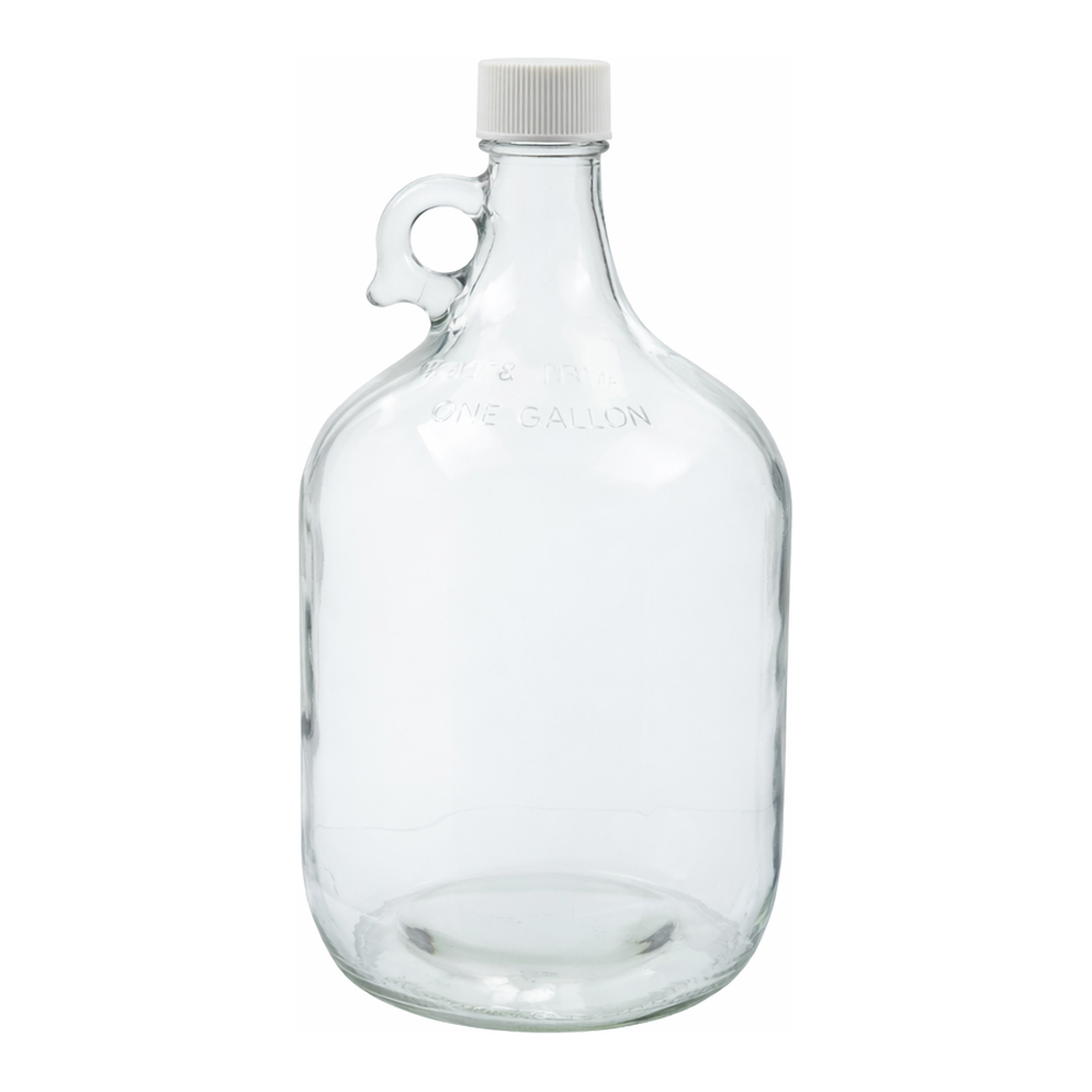 Thermo Fisher Scientific Clear Glass Jugs with White Polypropylene Pulp/Vinyl Cap