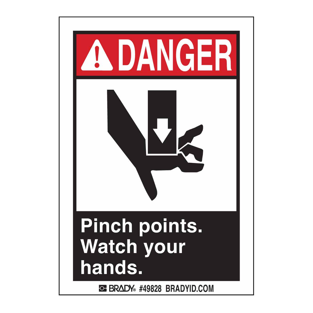Brady DANGER Pinch Points Watch Your Hands Labels